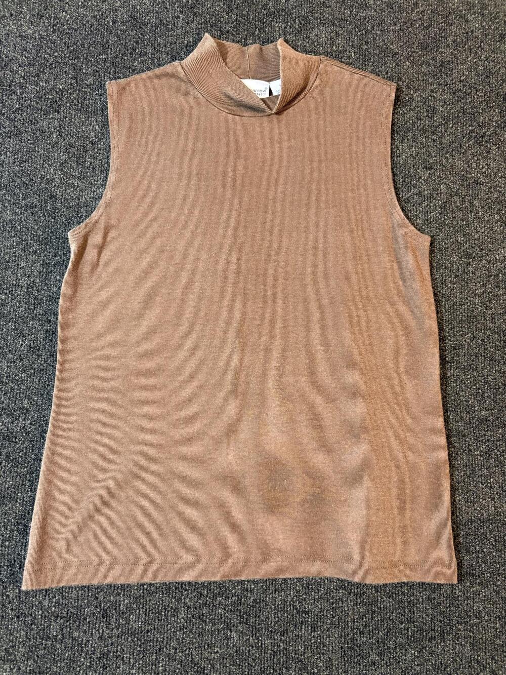 Croft & Barrow Tank Top Womens XL Brown Mock Neck Stretch Sleeveless Basic Knit